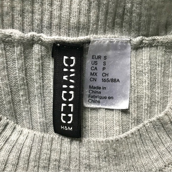 H&M DIVIDED S Sweater Dress Ribbed Knit Grey Midi Bodycon High Slit Size Small - Picture 9 of 15